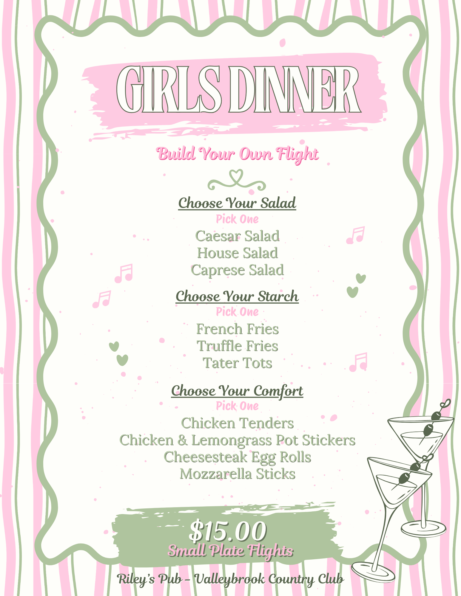 Girls Dinner Menu