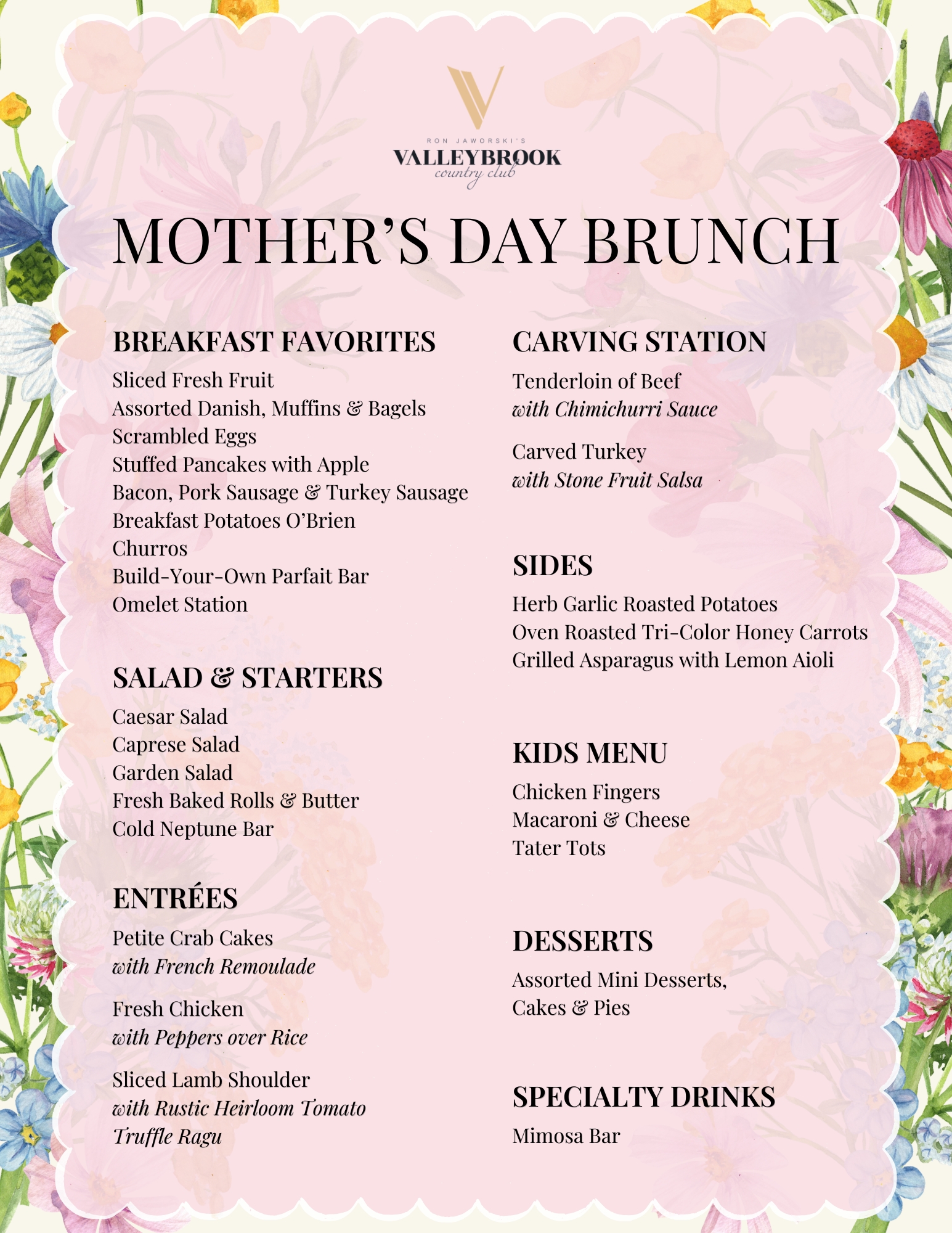 Mother's Day 2026 Menu