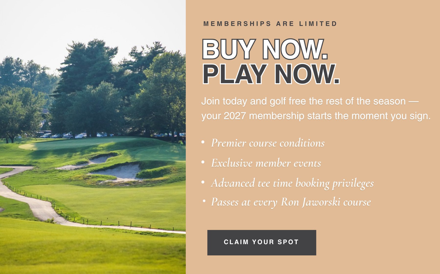 Buy Now, Play Now — join Valleybrook Country Club today and golf free the rest of the season